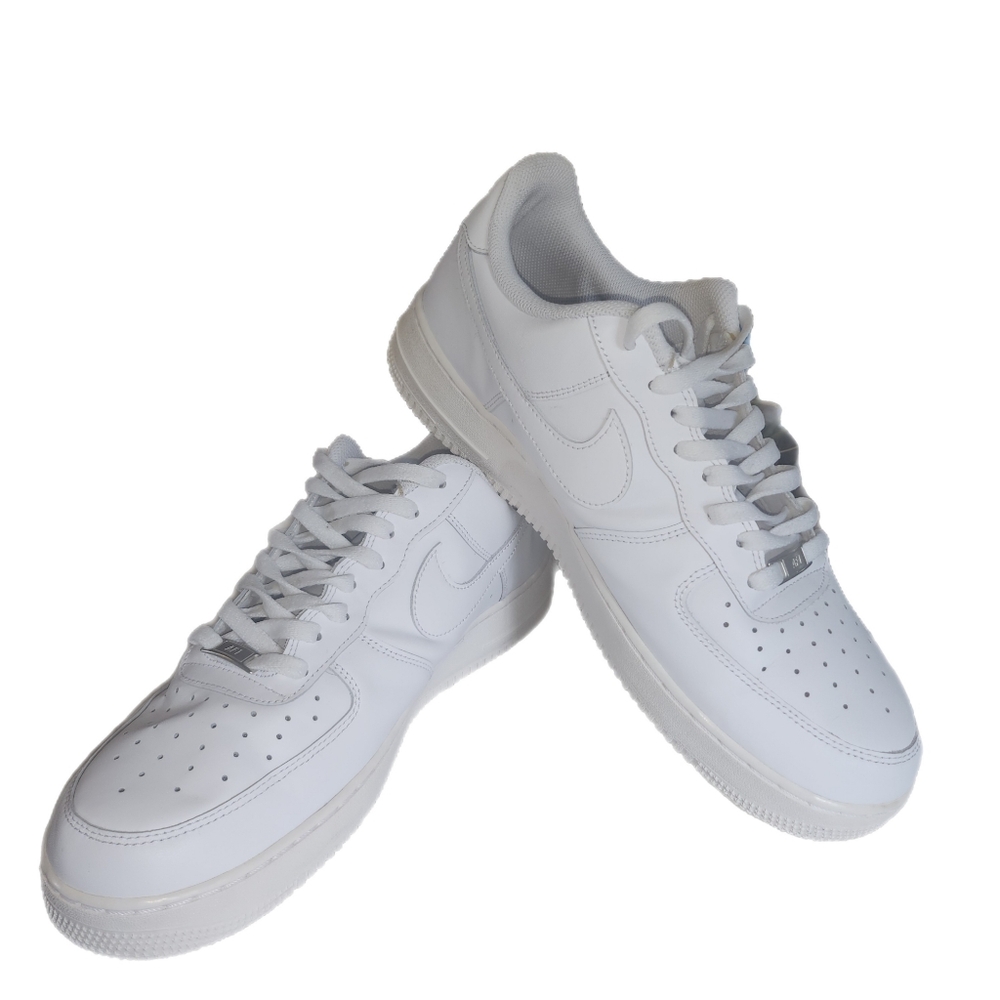 Nike White Air Force 1 Low 07 Triple White Leather Sneakers Classic Design - Picture 6 of 7